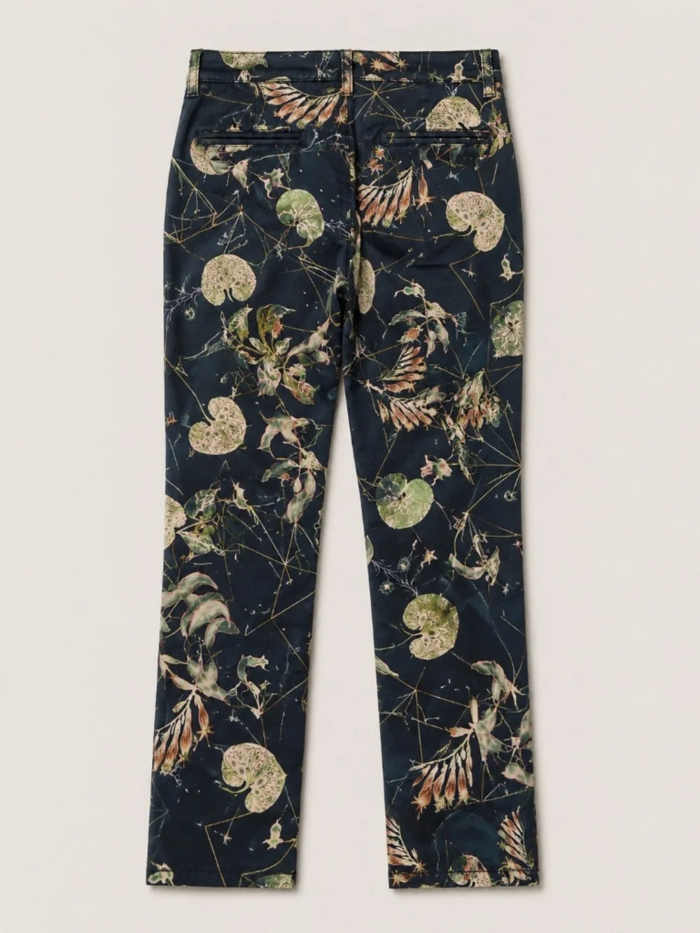 Paul Smith Jeans Floral Botanical Print Cotton Pants Navy SIZE 34 30 Inseam